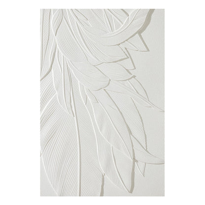 3D-muurkunst houtsnede bananenblad: witte textuur, minimalistisch decor #8