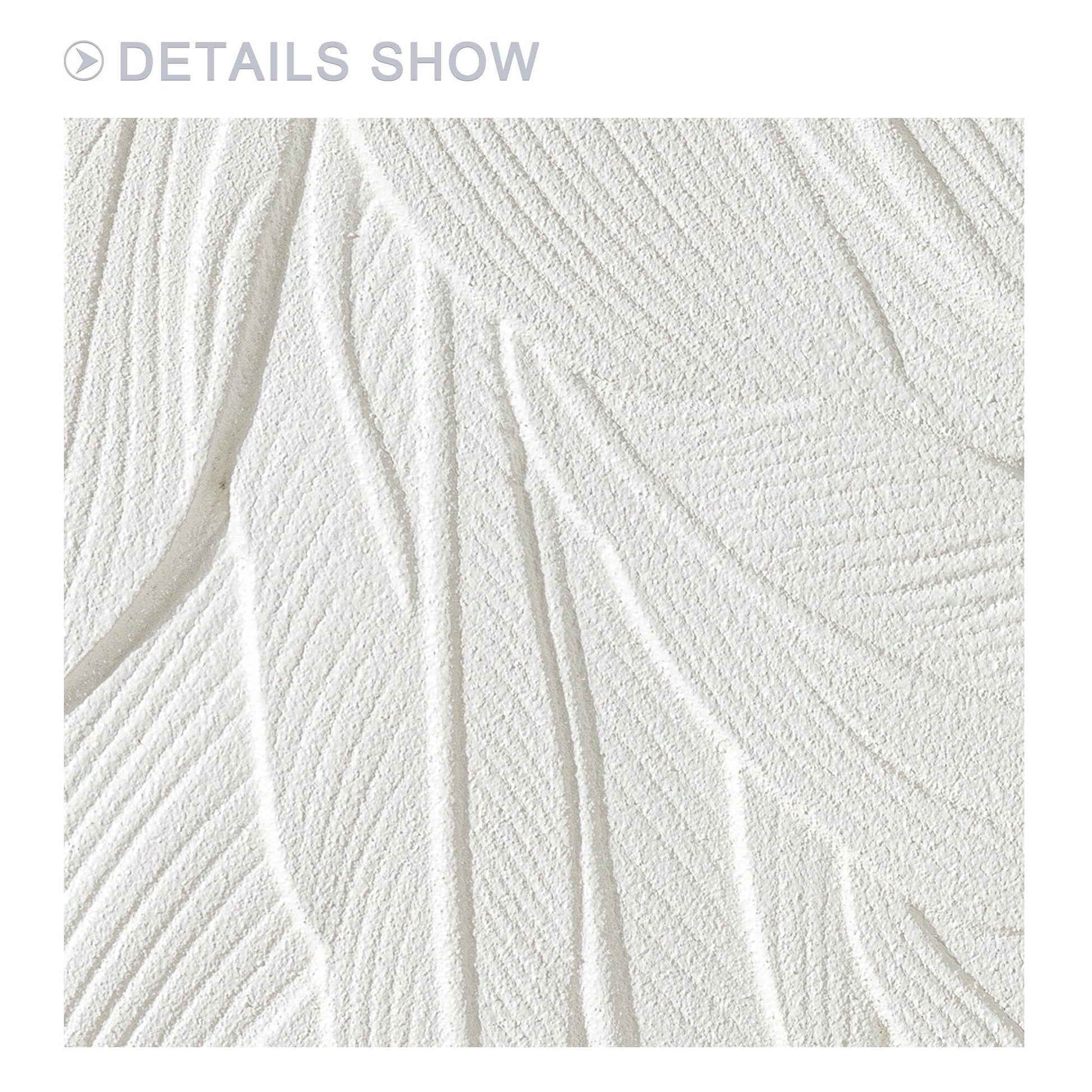 3D-muurkunst houtsnede bananenblad: witte textuur, minimalistisch decor #10