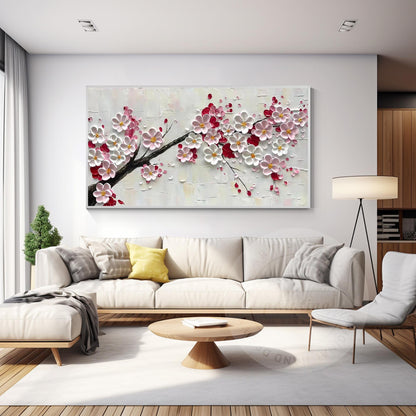 3D-schilderij met getextureerde pruimenbloesem: extra grote ingelijste bloemenmu #13