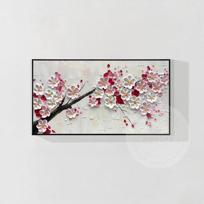 3D-schilderij met getextureerde pruimenbloesem: extra grote ingelijste bloemenmu #16