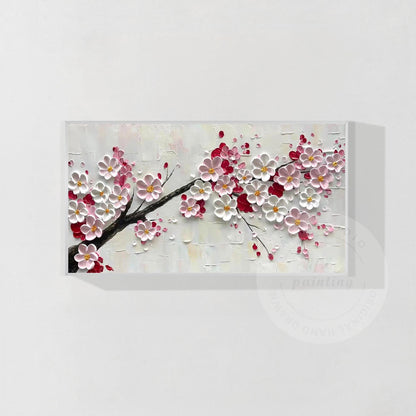 3D-schilderij met getextureerde pruimenbloesem: extra grote ingelijste bloemenmu #18