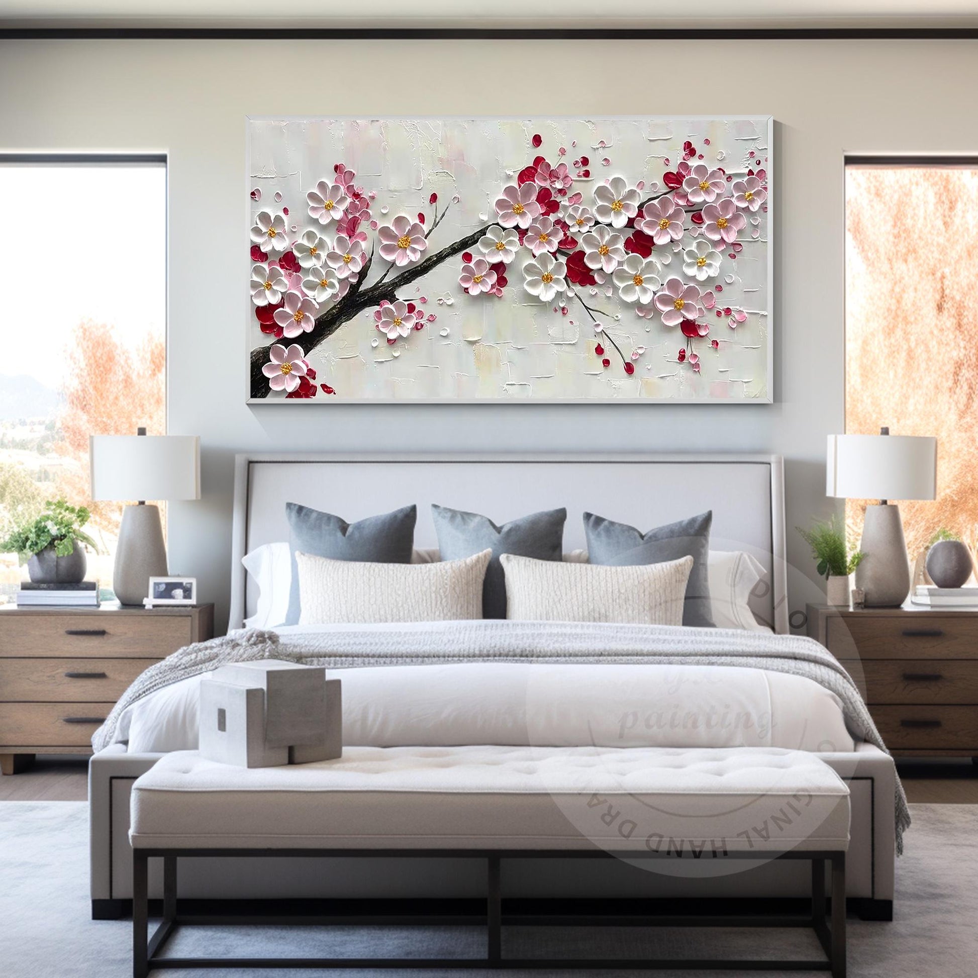 3D-schilderij met getextureerde pruimenbloesem: extra grote ingelijste bloemenmu #4