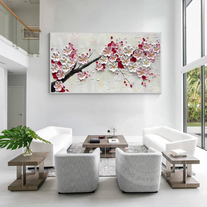 3D-schilderij met getextureerde pruimenbloesem: extra grote ingelijste bloemenmu #5
