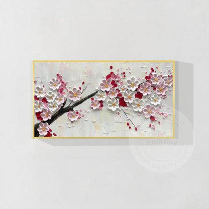 3D-schilderij met getextureerde pruimenbloesem: extra grote ingelijste bloemenmu #7