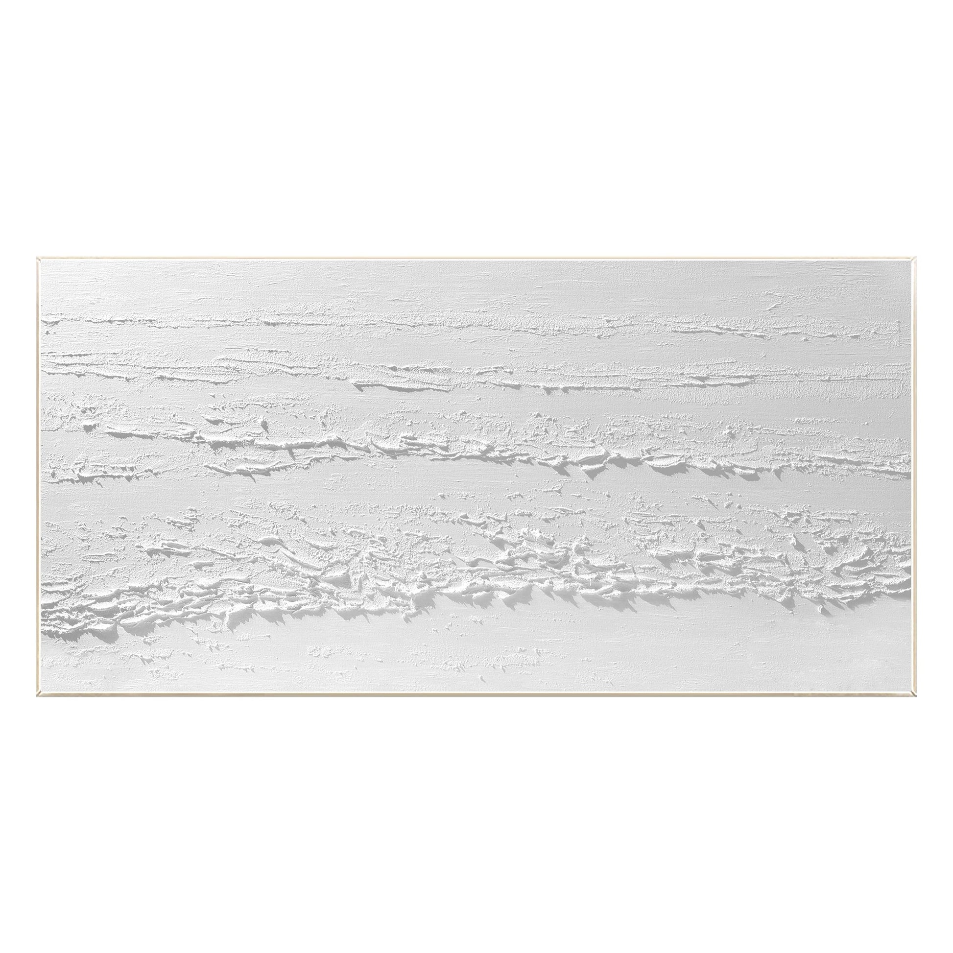 3D Texture White Painting: Large Minimalist Framed Canvas Wall Art #9