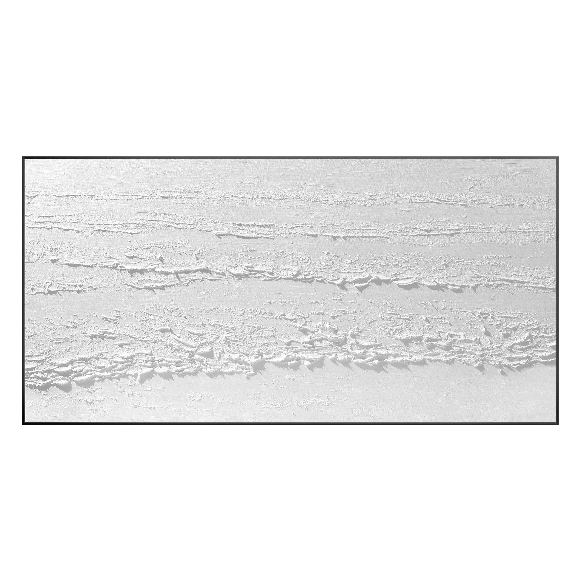 3D Texture White Painting: Large Minimalist Framed Canvas Wall Art #10