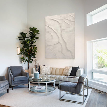 3D Textured Abstract Ocean Painting: Beige Coastal Wall Art #2