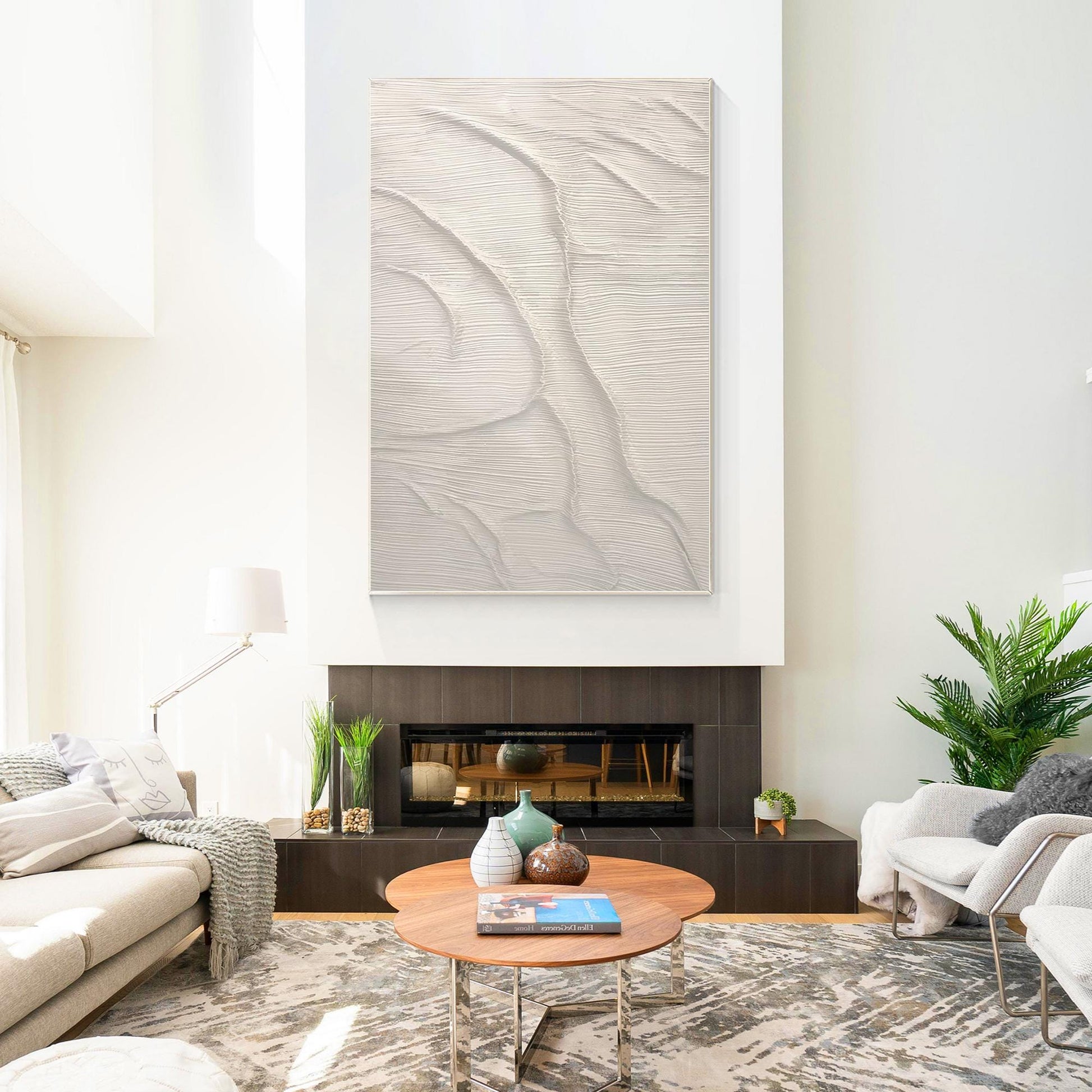3D Textured Abstract Ocean Painting: Beige Coastal Wall Art #3