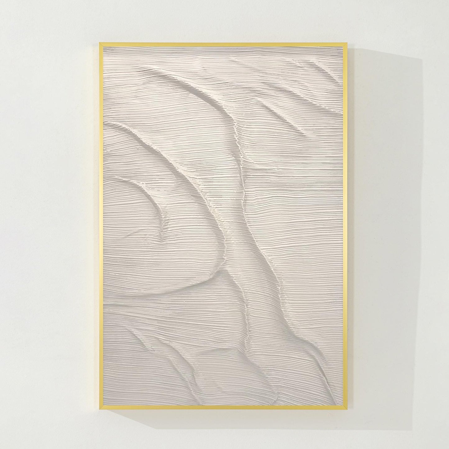3D Textured Abstract Ocean Painting: Beige Coastal Wall Art #9
