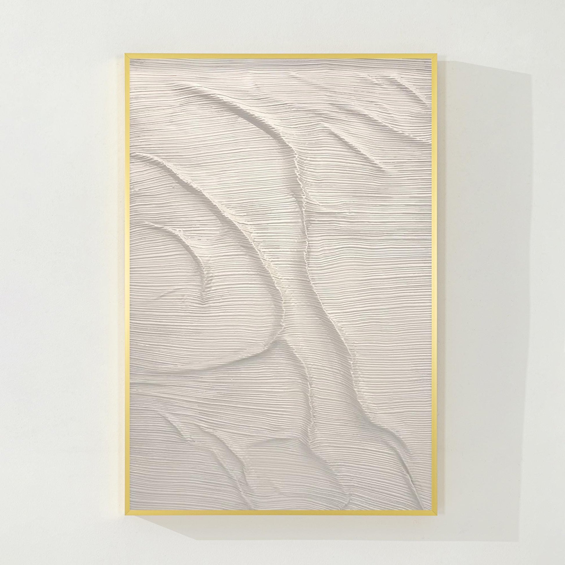 3D Textured Abstract Ocean Painting: Beige Coastal Wall Art #9