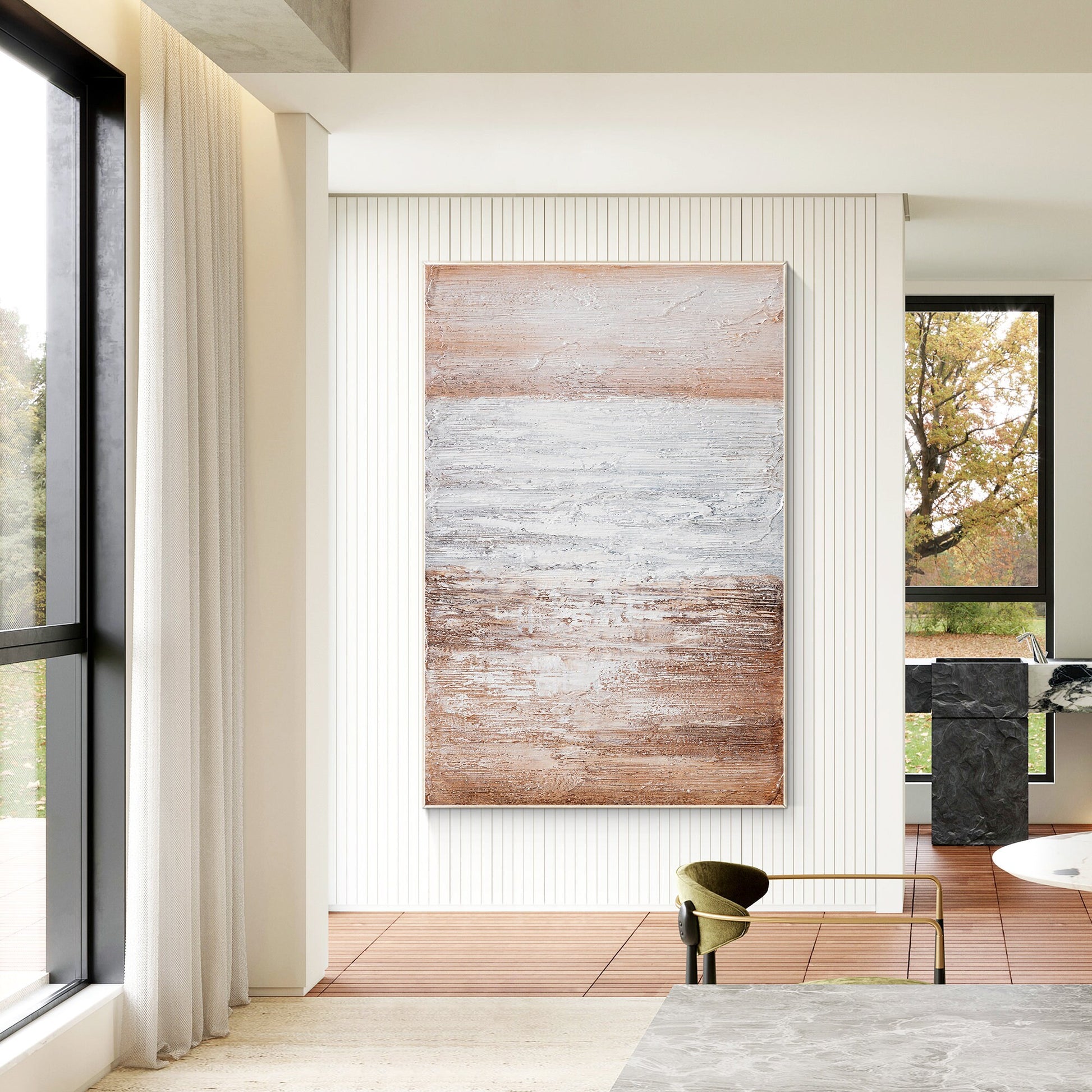 3D Textured Abstract Painting: Wabi Sabi Framed Canvas Wall Art #4