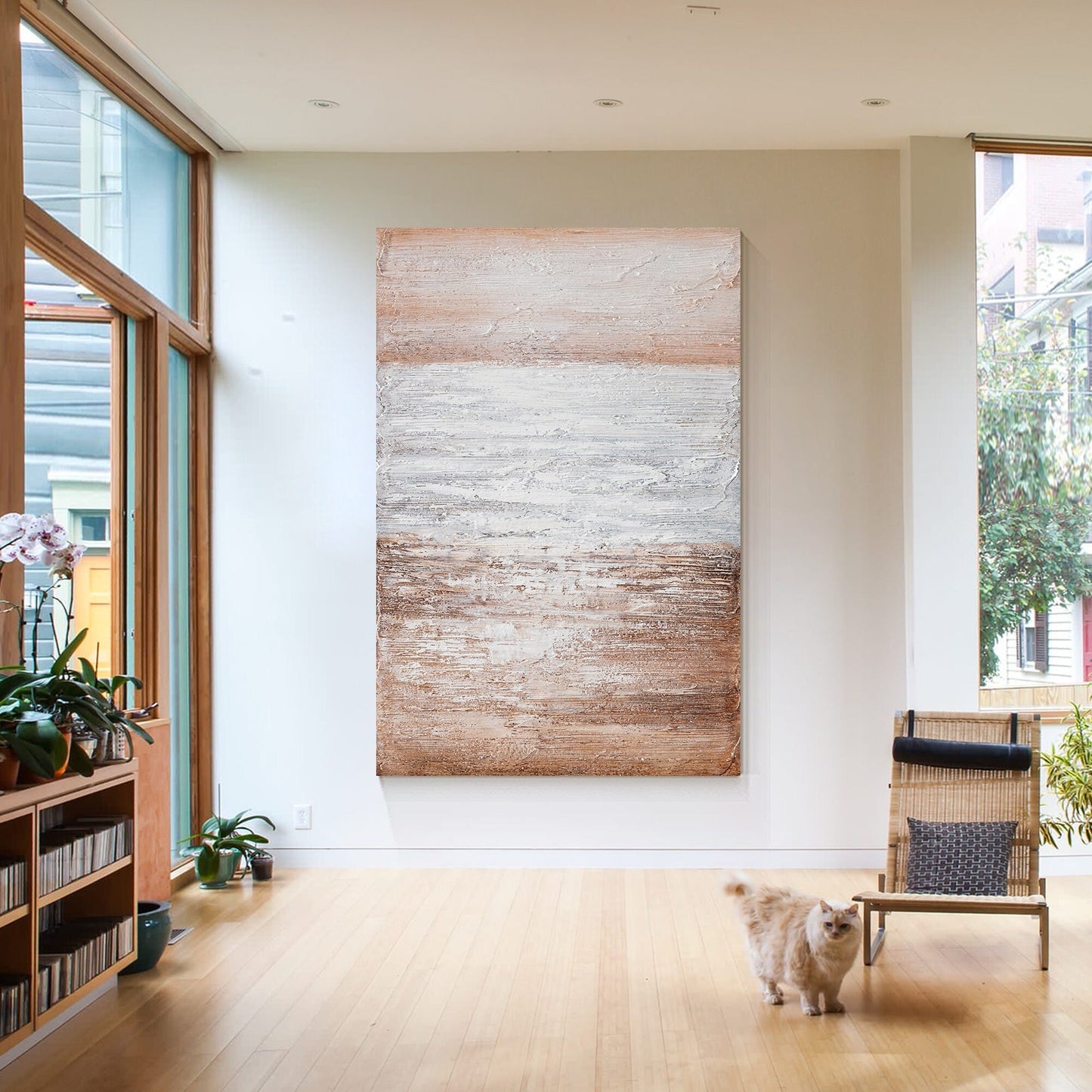 3D Textured Abstract Painting: Wabi Sabi Framed Canvas Wall Art #1