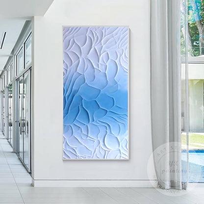 3D Textured Blue White Abstract Painting | Coastal Wall Art | Modern Minimalist  #2