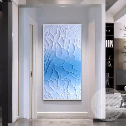 3D Textured Blue White Abstract Painting | Coastal Wall Art | Modern Minimalist  #5