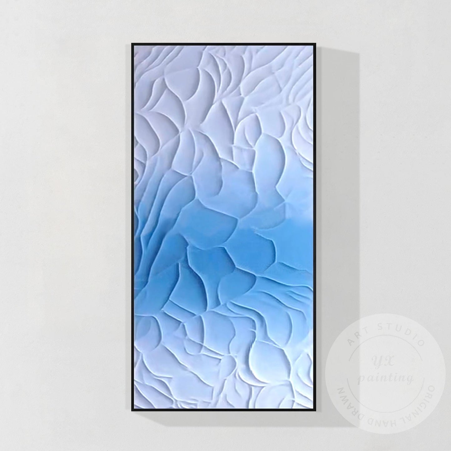 3D Textured Blue White Abstract Painting | Coastal Wall Art | Modern Minimalist  #7