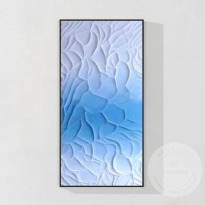 3D Textured Blue White Abstract Painting | Coastal Wall Art | Modern Minimalist  #7