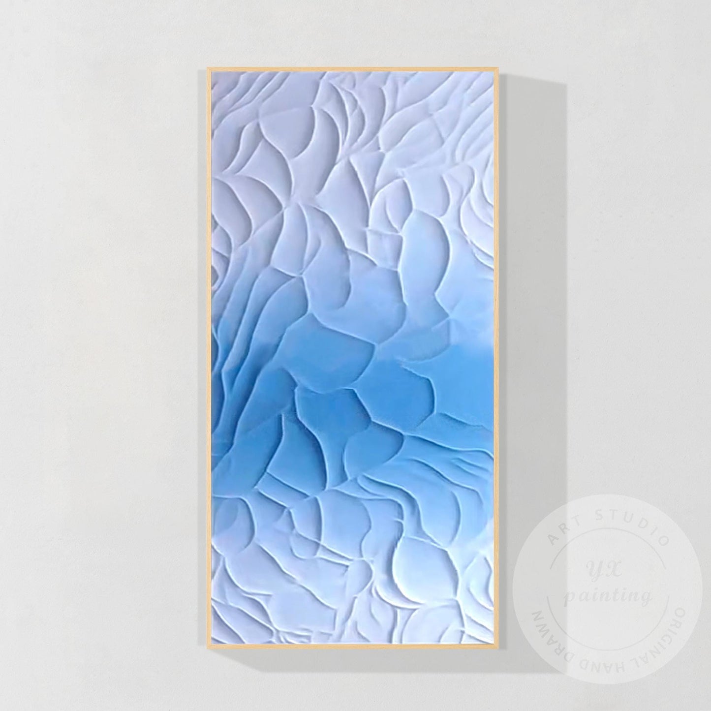 3D Textured Blue White Abstract Painting | Coastal Wall Art | Modern Minimalist  #8