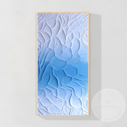 3D Textured Blue White Abstract Painting | Coastal Wall Art | Modern Minimalist  #8
