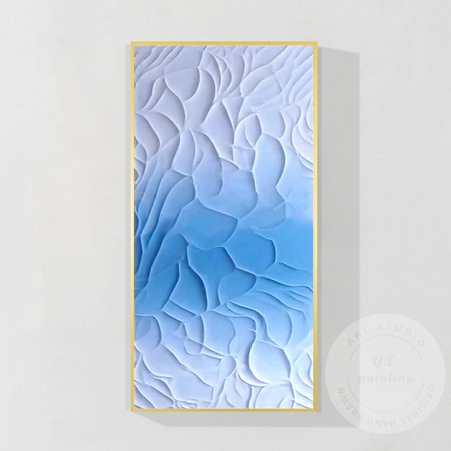 3D Textured Blue White Abstract Painting | Coastal Wall Art | Modern Minimalist  #9