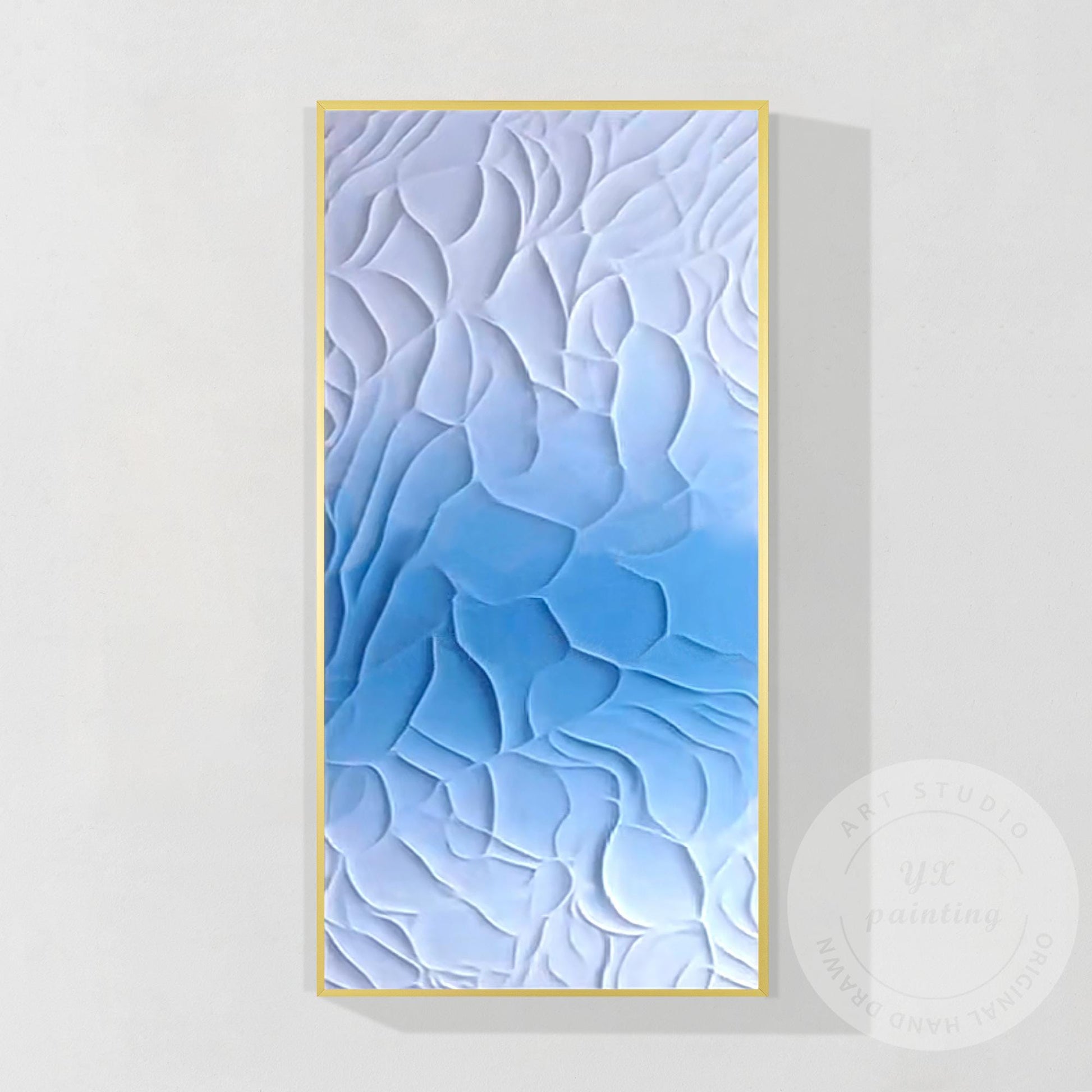 3D Textured Blue White Abstract Painting | Coastal Wall Art | Modern Minimalist  #9