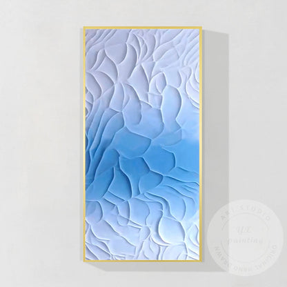 3D Textured Blue White Abstract Painting | Coastal Wall Art | Modern Minimalist  #9