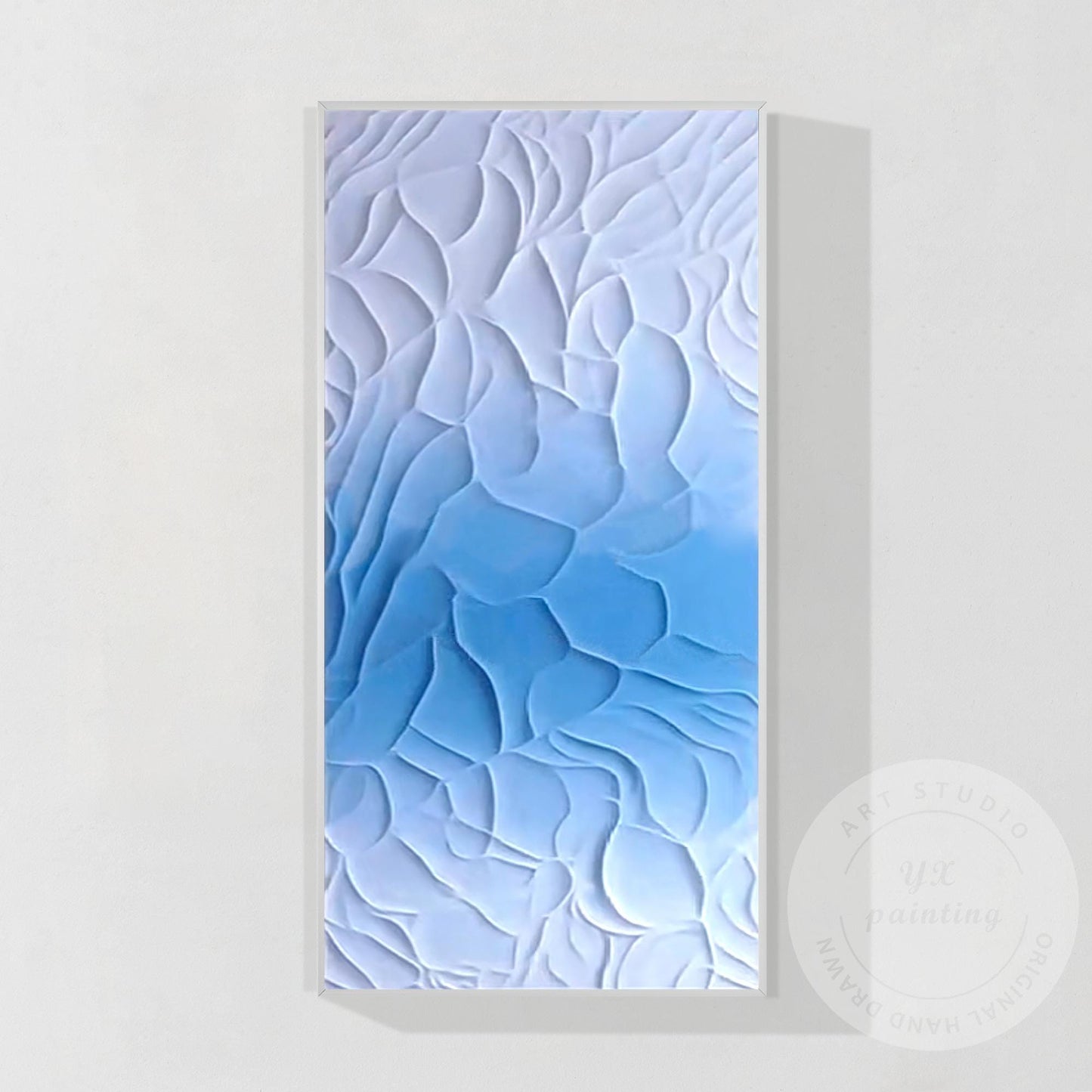 3D Textured Blue White Abstract Painting | Coastal Wall Art | Modern Minimalist  #10