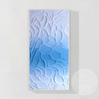 3D Textured Blue White Abstract Painting | Coastal Wall Art | Modern Minimalist  #10