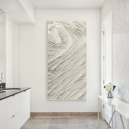 3D Textured Cream Beige Painting: Minimalist Canvas Wall Art #2