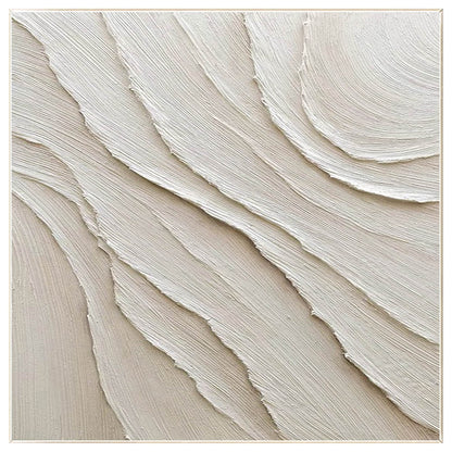 3D Textured Cream Beige Painting: Minimalist Square Canvas Wall Art #8