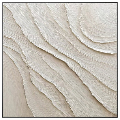 3D Textured Cream Beige Painting: Minimalist Square Canvas Wall Art #9