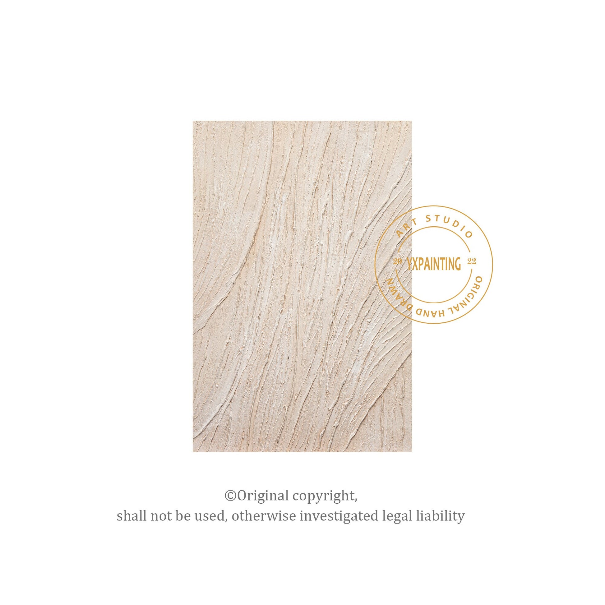 3D Textured Cream Beige Painting: Minimalist Vertical Wall Art #6