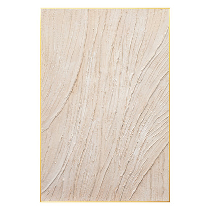 3D Textured Cream Beige Painting: Minimalist Vertical Wall Art #8