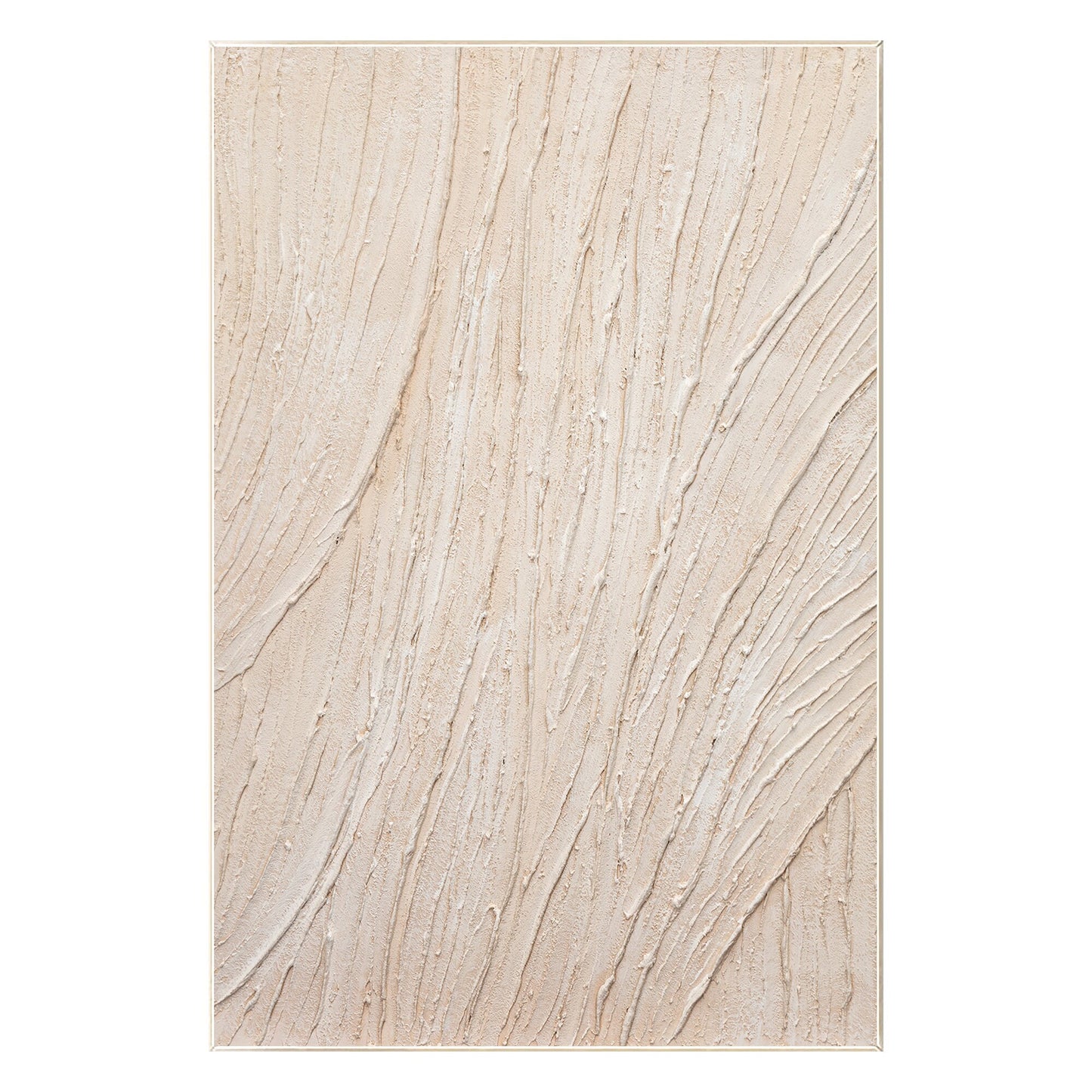 3D Textured Cream Beige Painting: Minimalist Vertical Wall Art #9