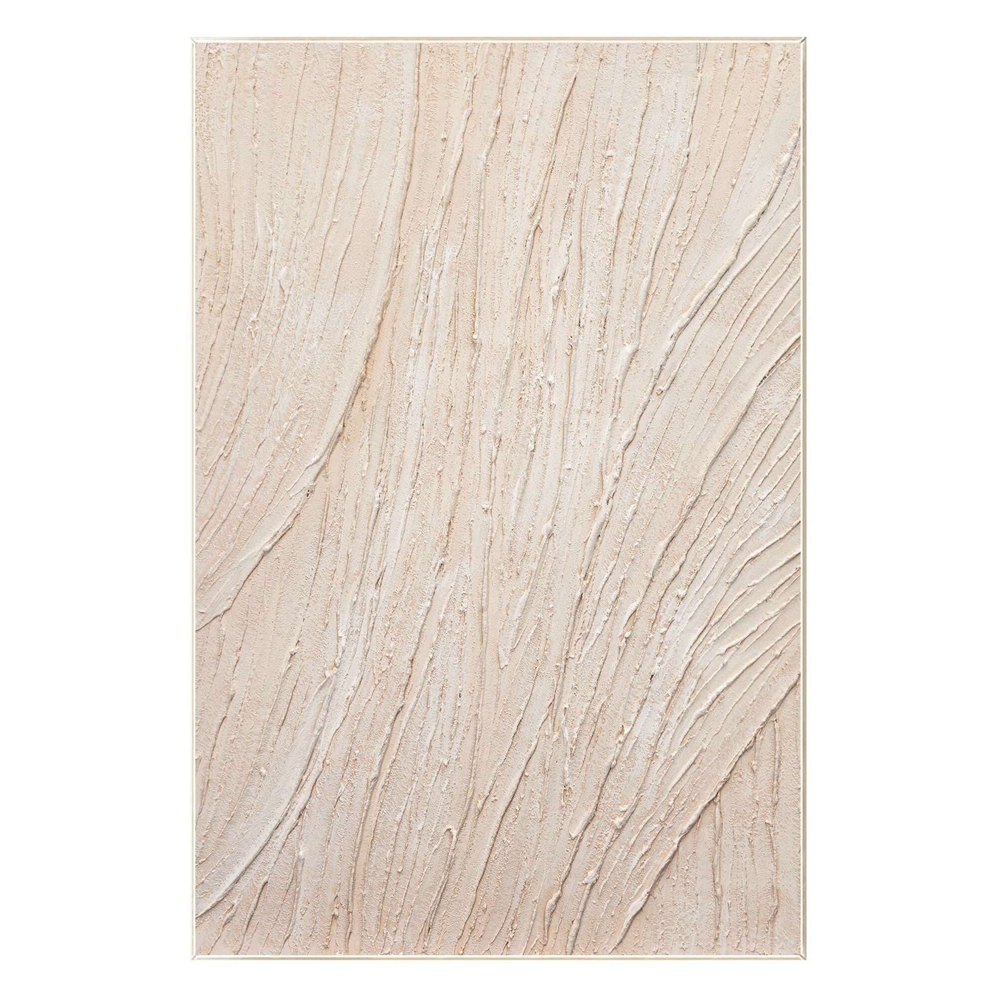 3D Textured Cream Beige Painting: Minimalist Vertical Wall Art #9