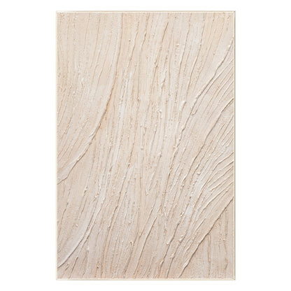 3D Textured Cream Beige Painting: Minimalist Vertical Wall Art #9