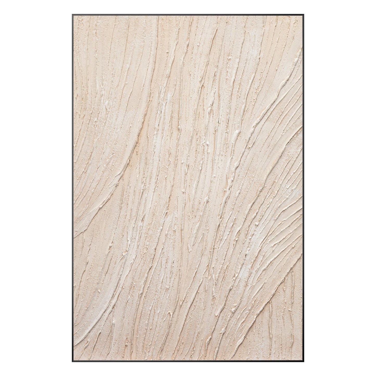 3D Textured Cream Beige Painting: Minimalist Vertical Wall Art #10