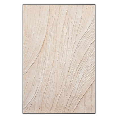 3D Textured Cream Beige Painting: Minimalist Vertical Wall Art #10