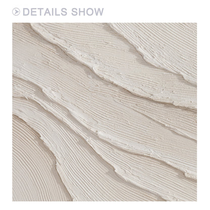 3D Textured Cream Beige Wall Art, Minimalist Abstract Canvas Painting, Large Neu #3