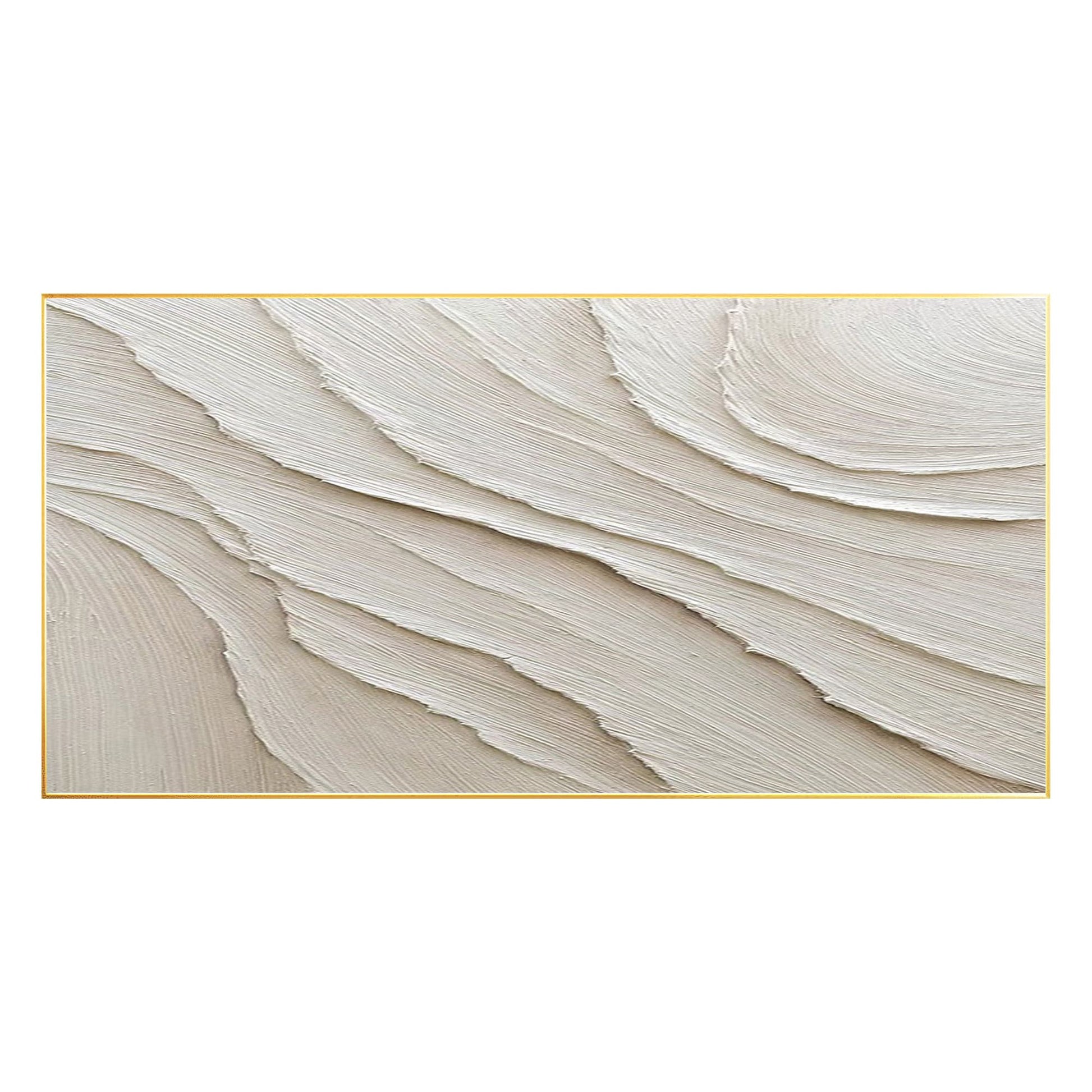 3D Textured Cream Beige Wall Art, Minimalist Abstract Canvas Painting, Large Neu #8