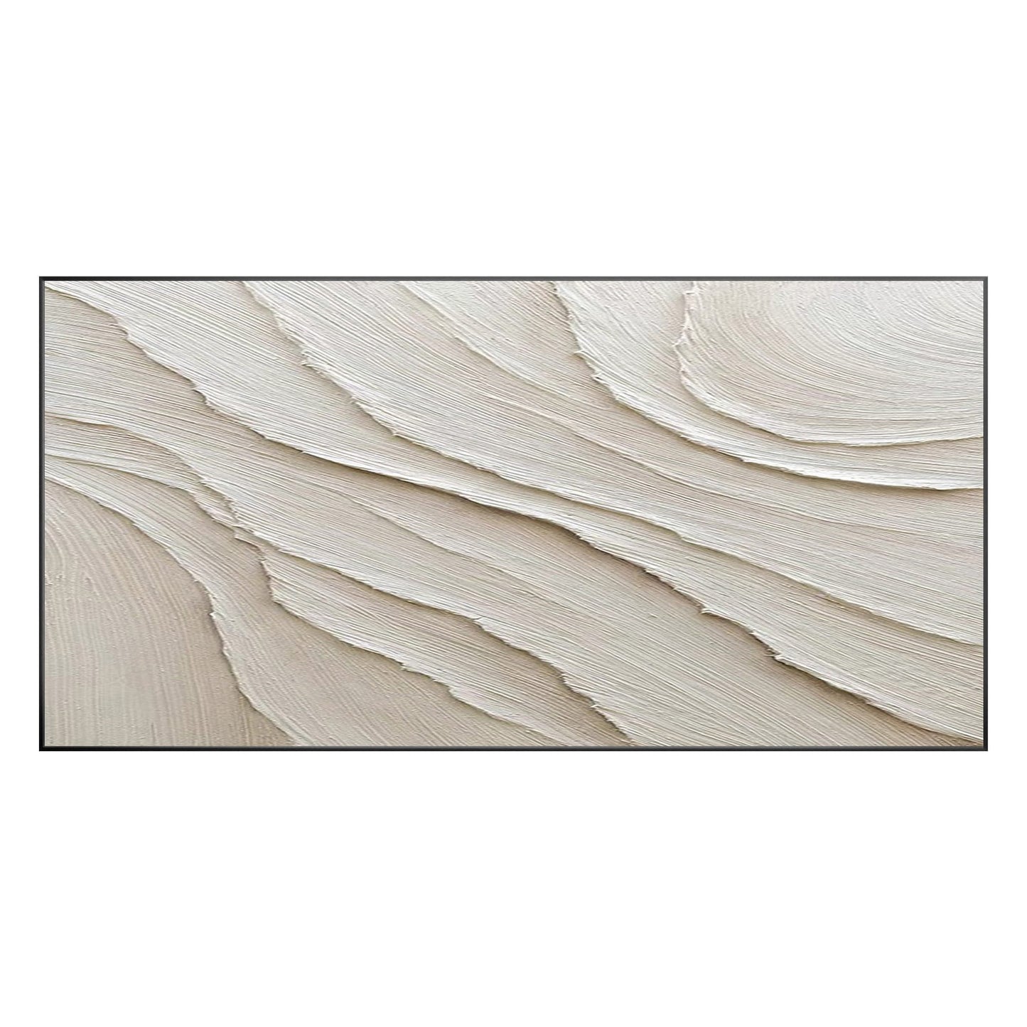 3D Textured Cream Beige Wall Art, Minimalist Abstract Canvas Painting, Large Neu #10