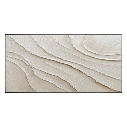 3D Textured Cream Beige Wall Art, Minimalist Abstract Canvas Painting, Large Neu #10
