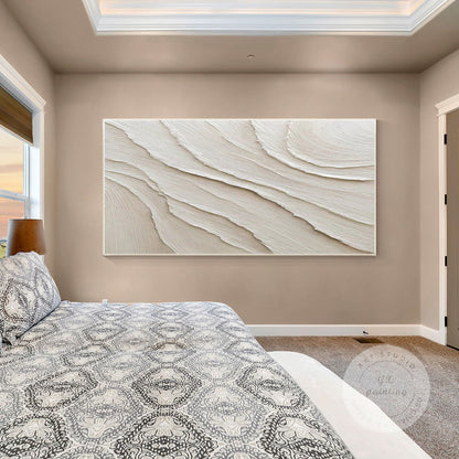 3D Textured Cream Beige Wall Art, Minimalist Abstract Canvas Painting, Large Neu #1