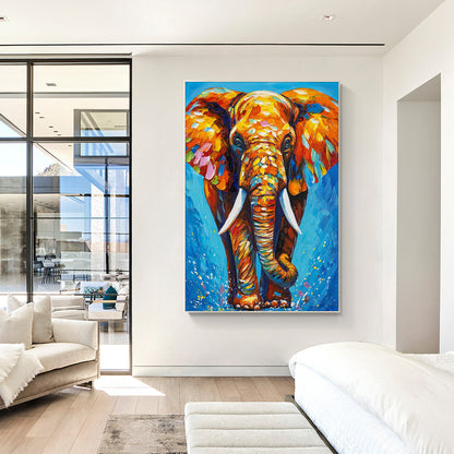 3D Textured Elephant Painting: Colorful Abstract POP Art on Canvas #2