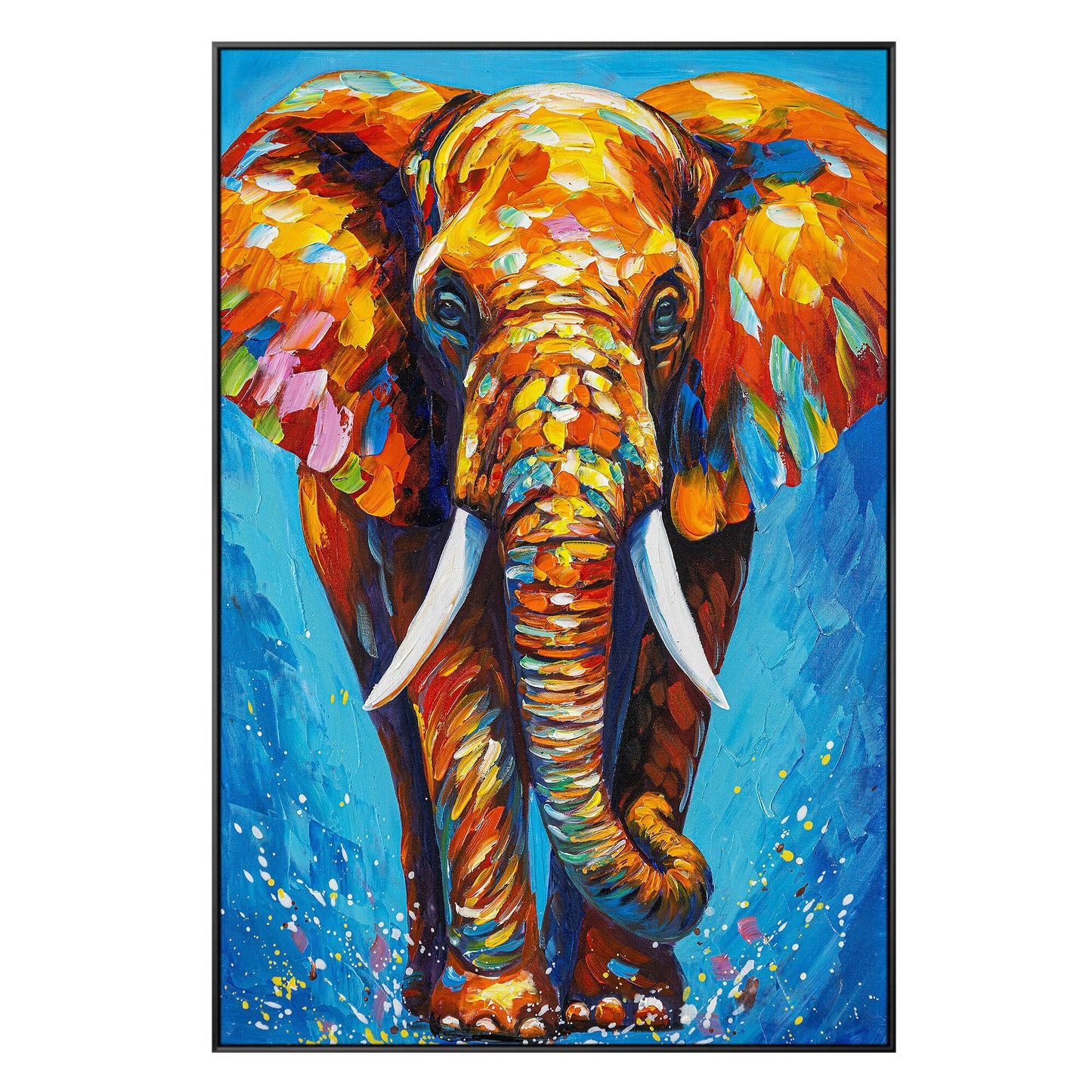 3D Textured Elephant Painting: Colorful Abstract POP Art on Canvas #7