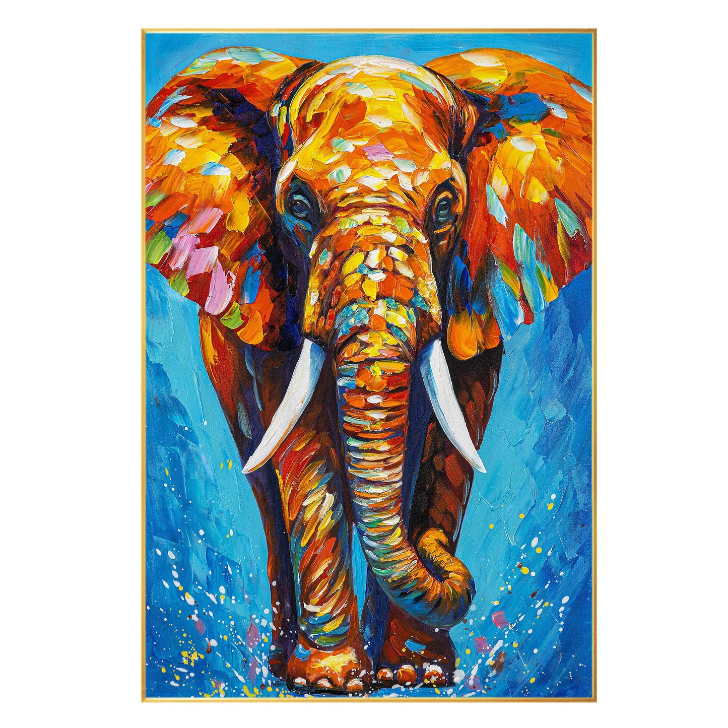 3D Textured Elephant Painting: Colorful Abstract POP Art on Canvas #8