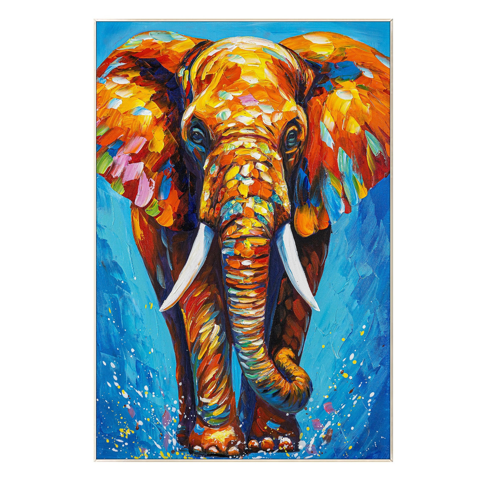 3D Textured Elephant Painting: Colorful Abstract POP Art on Canvas #9