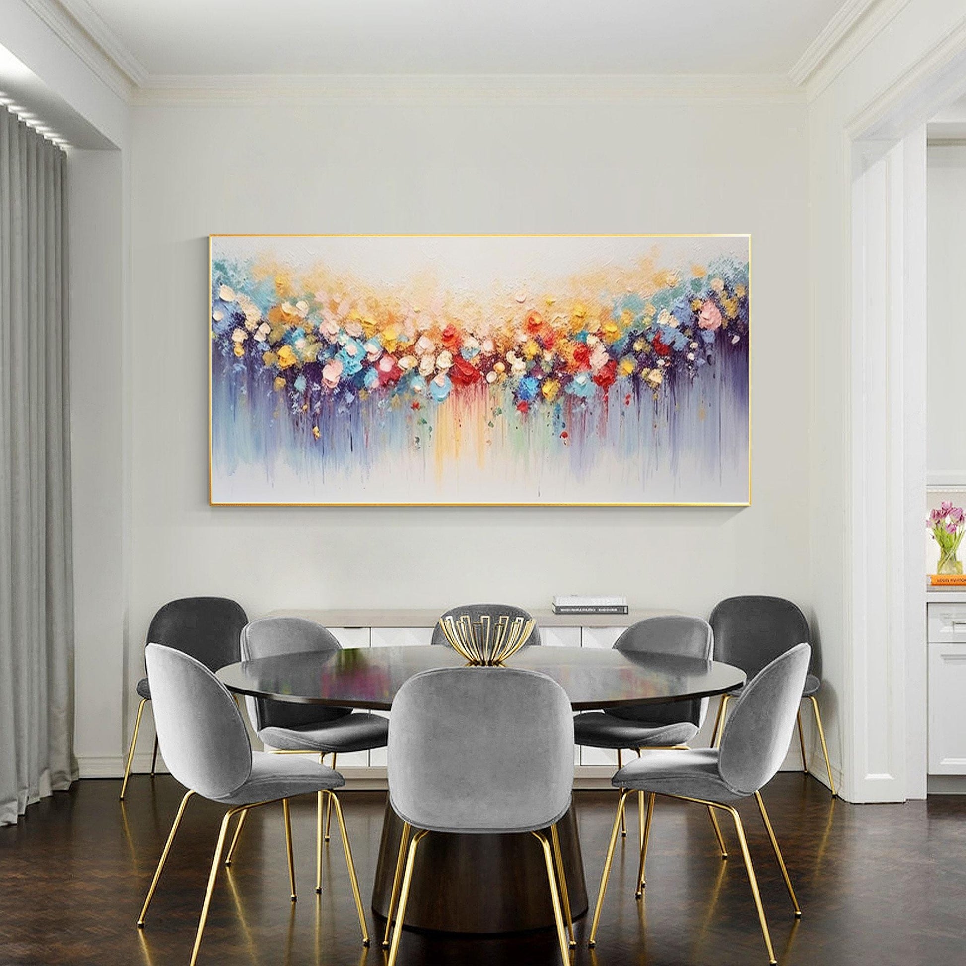 3D Textured Flower Painting: Colorful Abstract Floral Canvas Wall Art #2