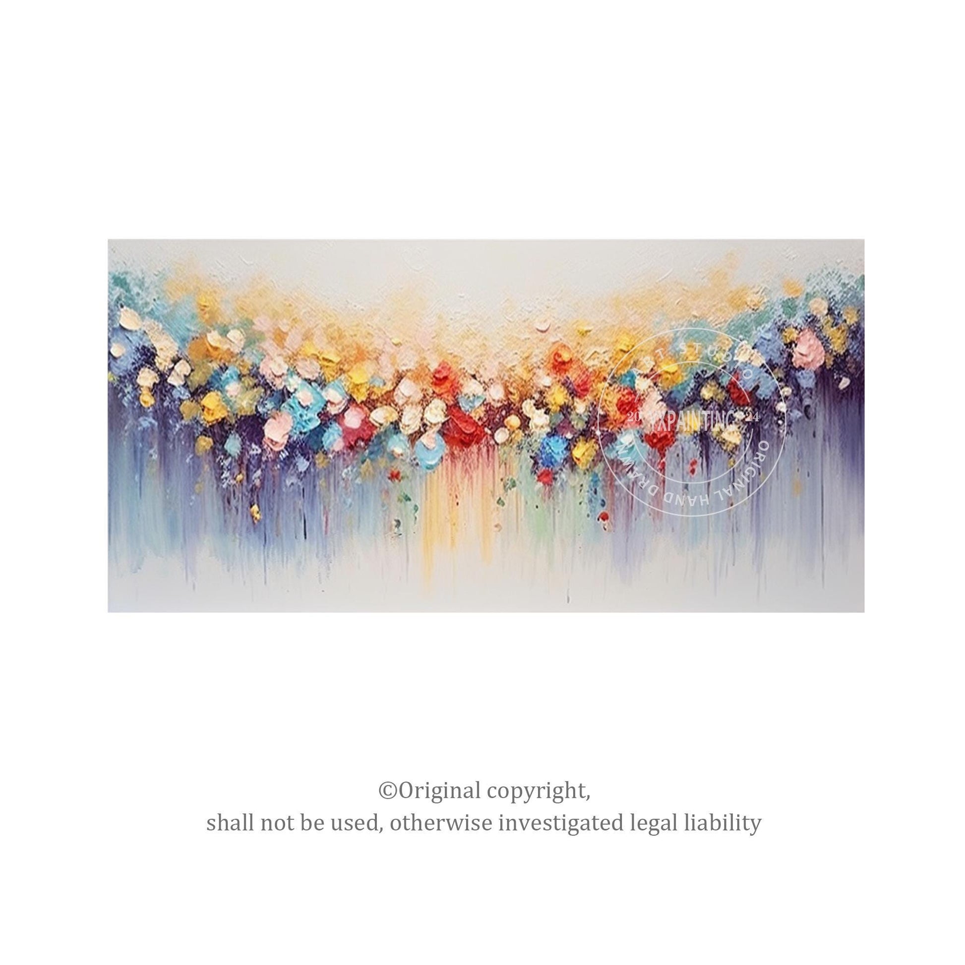 3D Textured Flower Painting: Colorful Abstract Floral Canvas Wall Art #9