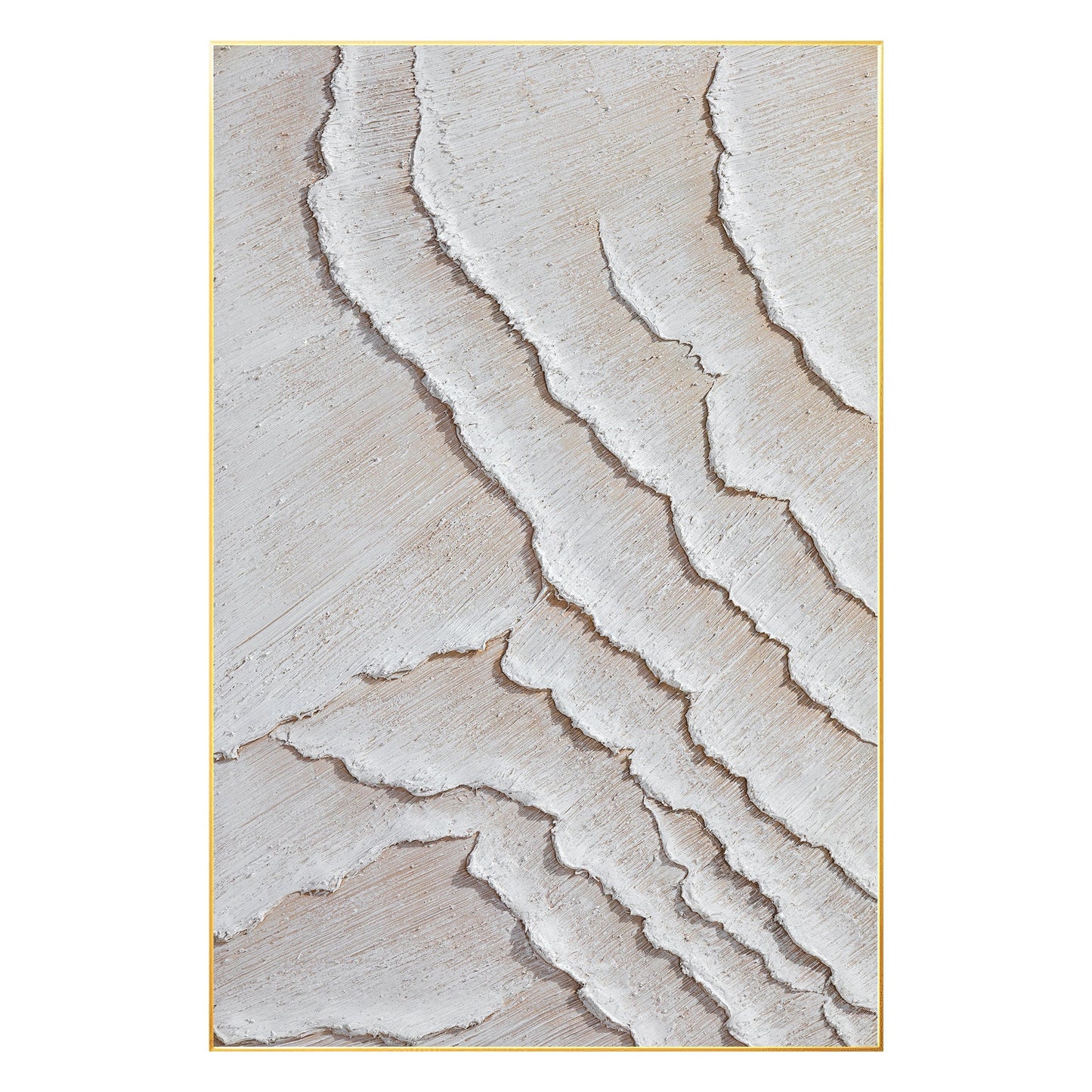 3D Textured Minimalist Painting: Cream Beige Tones, Large Canvas Wall Art #8
