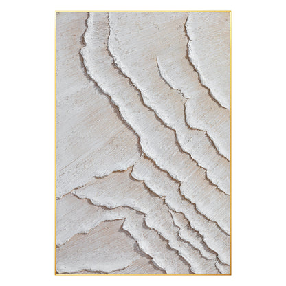 3D Textured Minimalist Painting: Cream Beige Tones, Large Canvas Wall Art #8